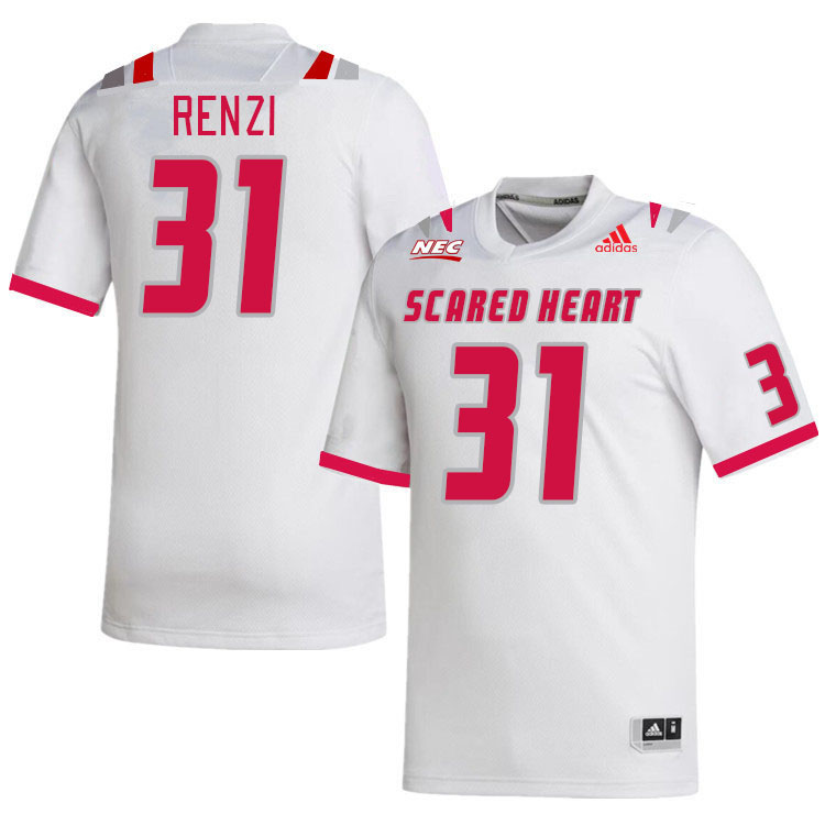Men-Youth #31 Sam Renzi Scared Heart Pioneers 2023 College Football Jerseys Stitched-White